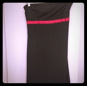 Black with white polka dots strapless dress